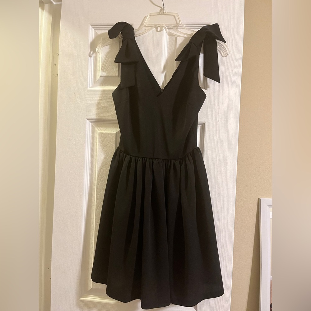 Black Bow shoulder mini dress